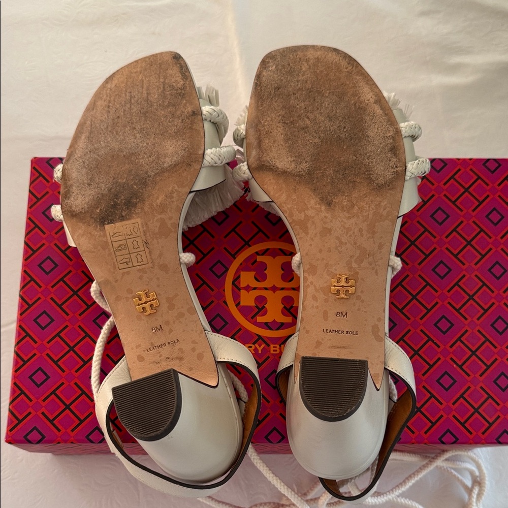 Tory Burch White Rope Fringe Sandal - Picture 4 of 7